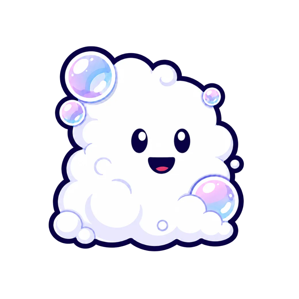 Blemmy's smiling bubble mascot